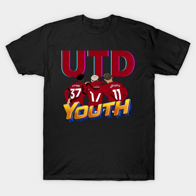 UTD Youth Kobbie Mainoo Alejandro Garnacho Rasmus Hojlund Minimalist T-Shirt by Hevding